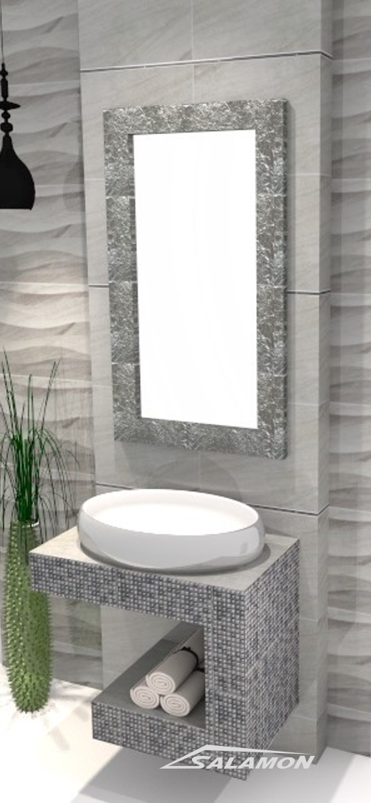 Toaleta w stylu glamour z mozaiką